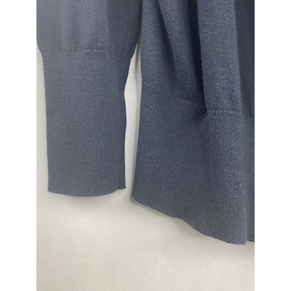 Ann Taylor Women Cardigan XL Black Wrap Front Button Cotton Wool Blend Sweater - Picture 3 of 12